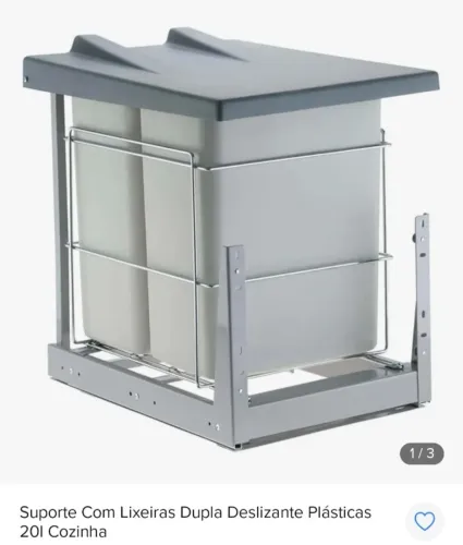 Suporte com duas lixeiras deslizante 20l cozinha