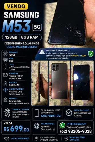 Samsung Galaxy M53 5G 128GB ? 8GB RAM  ? VENDO Samsung Galaxy M53