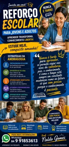 REFORÇO ESCOLAR INTEGRADO PARA CRIANÇAS, JOVENS E ADULTOS.