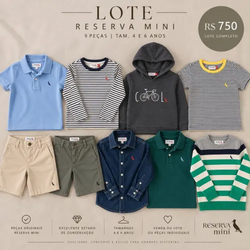 LOTE RESERVA MINI INFANTIL 9 PEÇAS - TAMANHO 4 e 6 anos