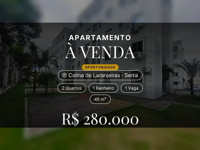 Conforto e segurança: Apartamento à venda em Colina de Laranjeiras Serra/ES