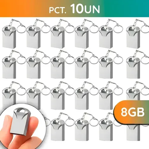 Kit 10 Pendrive 8gb Mini Chaveiro Metal ATACADO