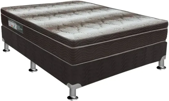 Cama Box Casal Completa com Colchão + Box Suede Marrom