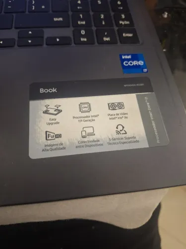 Notebook Samsung Book, Core i7 de 11ª geração, 8 gb de memória, SSD de 120 GB sata