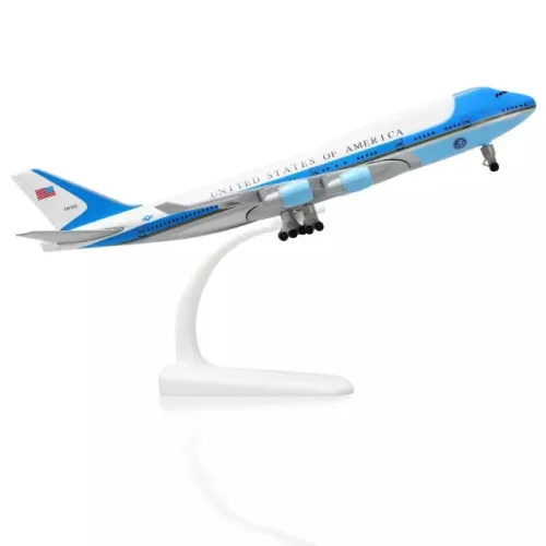 Miniatura Avião Boeing 747 Air Force One 20cm Metal rodas - Colecionável Alta Qualidade 