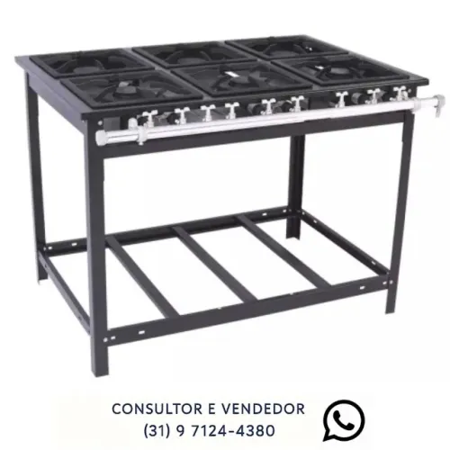 Fogão Industrial 6 Bocas Cristal Aço Novo