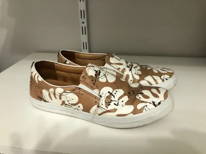 Tênis Slip-On Wirth Original em Couro Legítimo - Estampado - Bom Estado