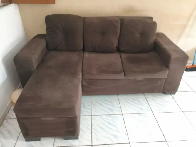 Sofá Marrom 3 lugares parcelado no cartão