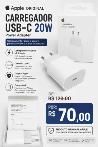 Carregador Apple USB-C 20W - Fonte (Original)