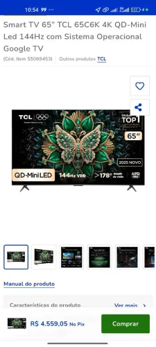 Tv TCL 65 smart Qled 4k ultra fina