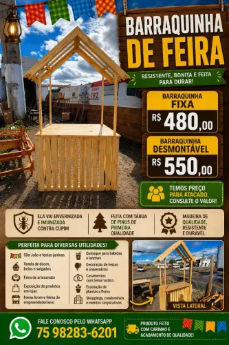 Barraquinha para São João, Feiras e Eventos | Pinus de Primeira Qualidade