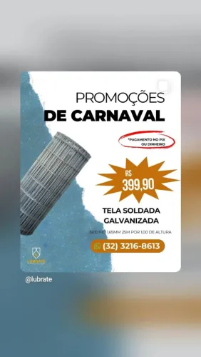 Tela soldada malha 5x10 x 1.00 altura RL 25m