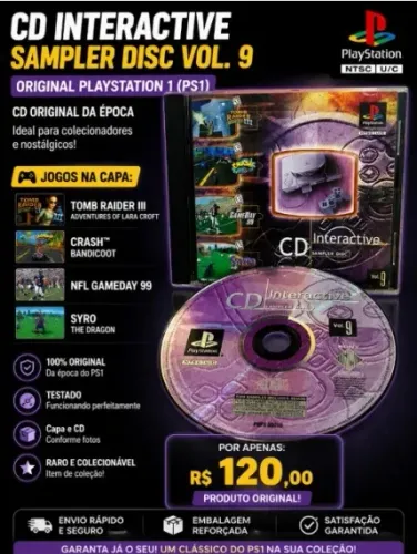 CD interativo Playstation 1 com os jogos da capa original 1998