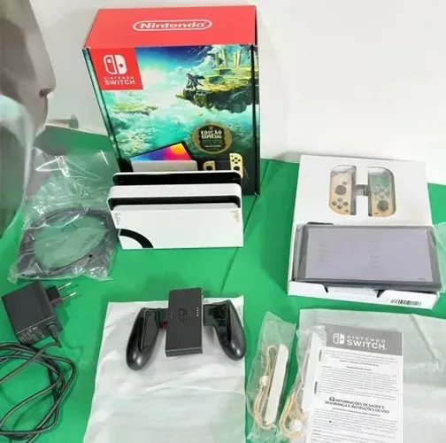 Nitendo switch oled zelda completo novo com nota ,PASSO CARTÃO PEGO TROCA