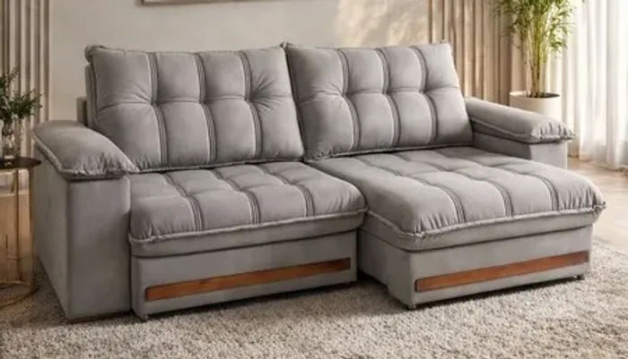 Sofá Retrátil/Reclinável 2.30M Luxo Assento Pillow 23Cm. Produto Novo Direto de Fábrica.