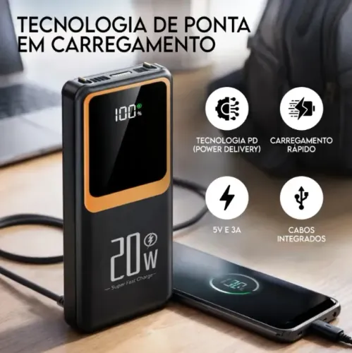 Carregador Portátil Power Bank Turbo 20000mah 22.5w Universal.