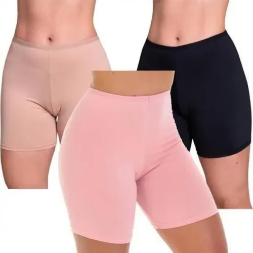 Kit 3 Shorts Segunda Pele Feminino P ao GG Confortáveis Cores Variadas