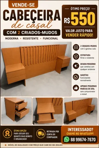 Cabeceira de Casal com 2 Criados- Mudos- ótimo estado por apenas 550 reais