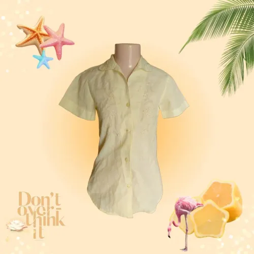 blusa de botão com bordado