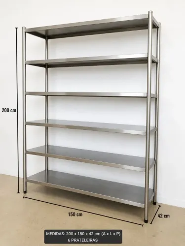 Prateleira inox 6 níveis 