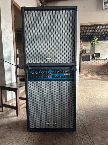 Torre De Som Oneal Ocm 150 Amplificada + Caixa Escrava Para Festas