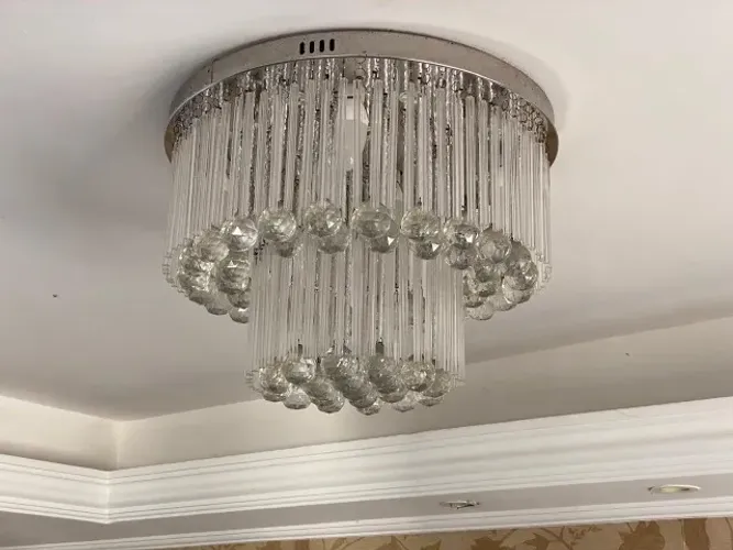 Plafon / Lustre de Cristal Redondo Cromado (3 níveis) - Excelente Estado - Aldeota