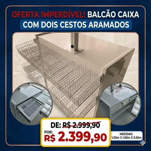 Balcão caixa completo em aço 