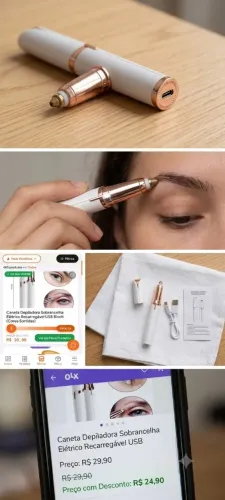 Caneta depiladora com carregador USB e luz led