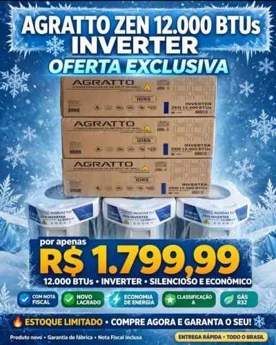 AR-CONDICIONADO AGRATTO ZEN  12.000 MIL BTU