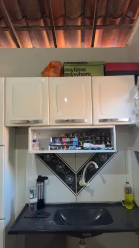 Armário Aéreo de Cozinha Branco - 4 Portas + Nicho Central