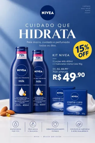 KIT NIVEA - LOÇÃO + SABONETE com 15% OFF