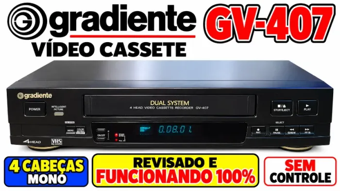 VÍDEO CASSETE GRADIENTE GV 407 4 CABEÇAS MONO 100% FUNCIONANDO