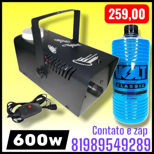 MAQUINA DE FUMAÇA 600W COM 1 LITRO DE FLUÍDO 