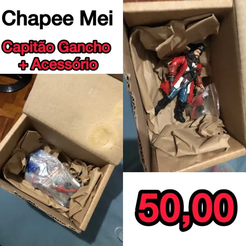 Action Figure Pirata Capitão Gancho Chap Mei com Papagaio