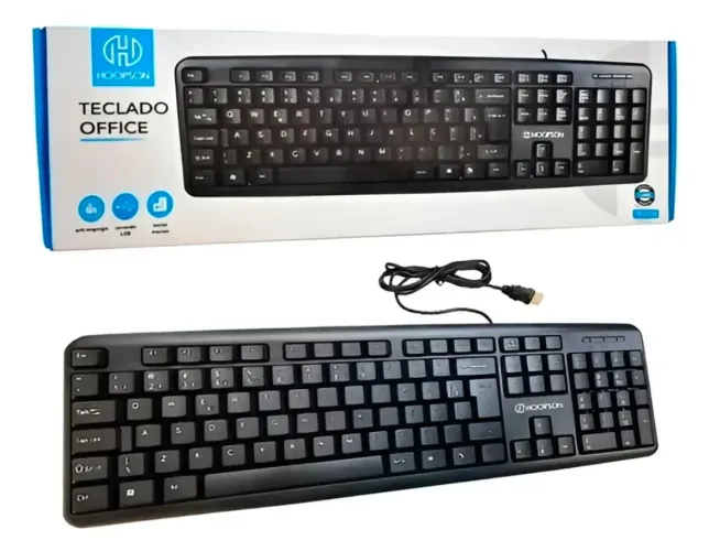 Teclado para computador com Fio Usb Abnt2 português notebook Home Office Escola Trabalho
