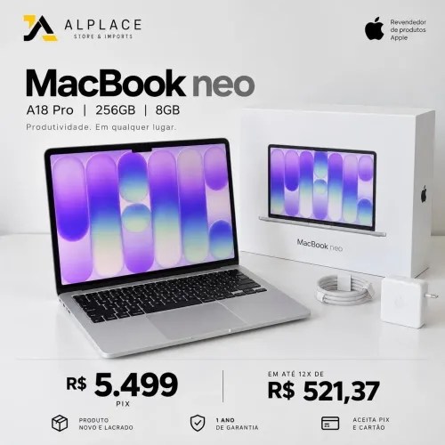 MacBook neo A18Pro 256GB SSD 8gb de ram - Silver - nota fiscal