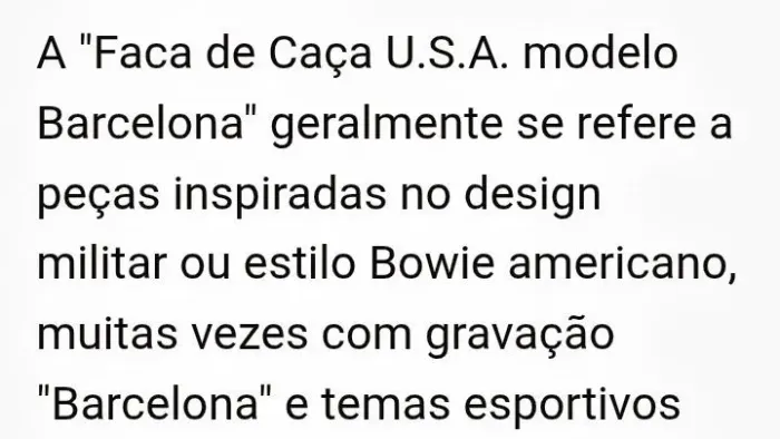 Faca de Caça Commander U.S.A  modelo Barcelona em Aço Inox.