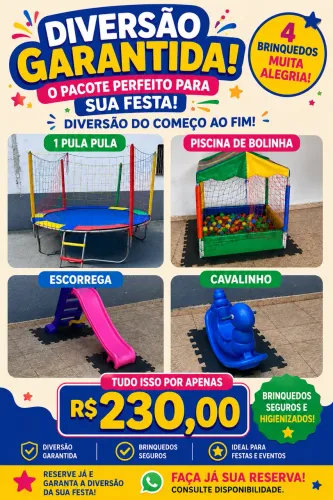 Aluguel de brinquedos pula pula piscina de bolinha escorrega cavalinho