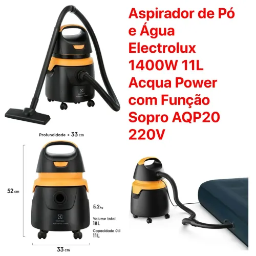 Aspirador de Pó e Água Electrolux 1400W 11L Acqua Power com Função Sopro AQP20 220V
