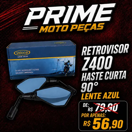 RETROVISOR HASTE CURTA LENTE AZUL Z400