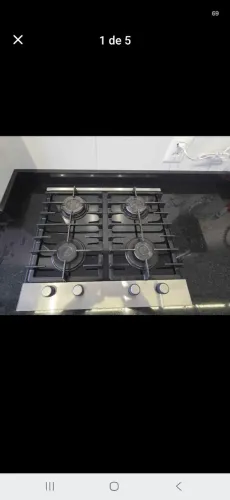 Cooktop a Gás Fischer 4 Bocas Platinium com Trempe de ferro fundido Mesa Aço Bivolt