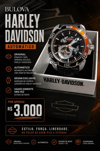 RELÓGIO BULOVA HARLEY-DAVIDSON AUTOMÁTICO ? ORIGINAL