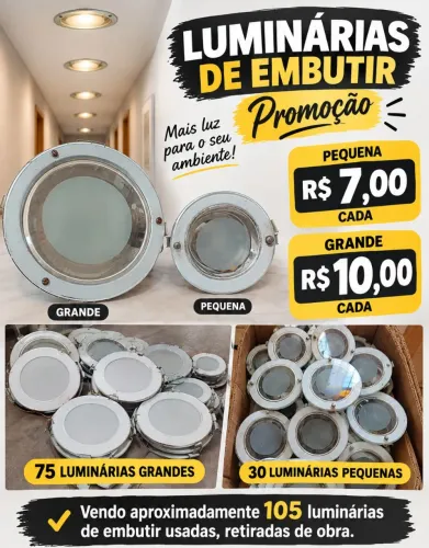 Luminárias de Embutir redonda pequena e grande