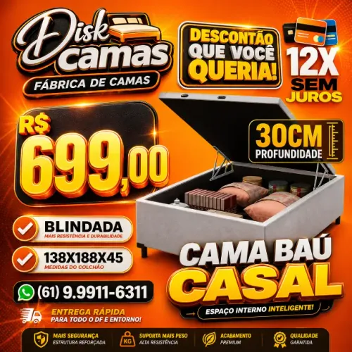 DESCONTÃO NA CAMA BAÚ CASAL! Promoção: R$ 699,00