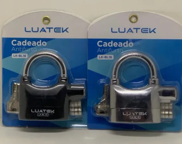 Cadeado Luatek Lk-bl16 Preto Com Alarme - 3 Chaves