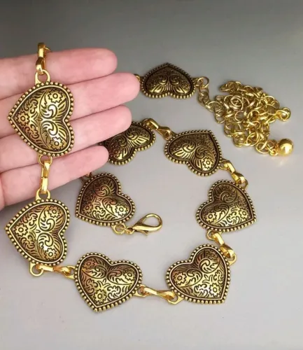 Cinto de Coração Dourado Correntes Moderno (novo)