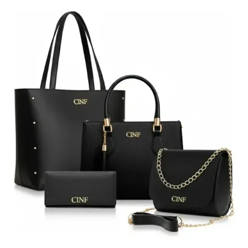 Kit Bolsas Feminina Sacola Transversal Tira Colo Carteira Cor Preta.