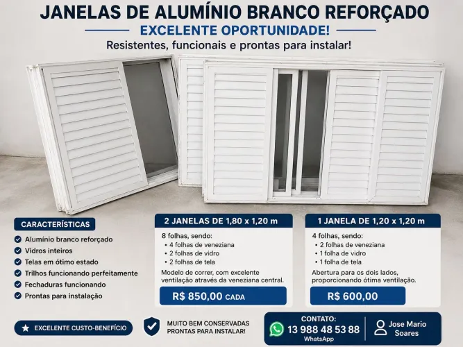 Janelas de alumínio branco reforçado