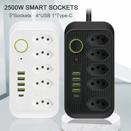 Régua de Energia Extensão de Tomada Coibeu - 4 USB - 1 USB-C - 5 Tomadas