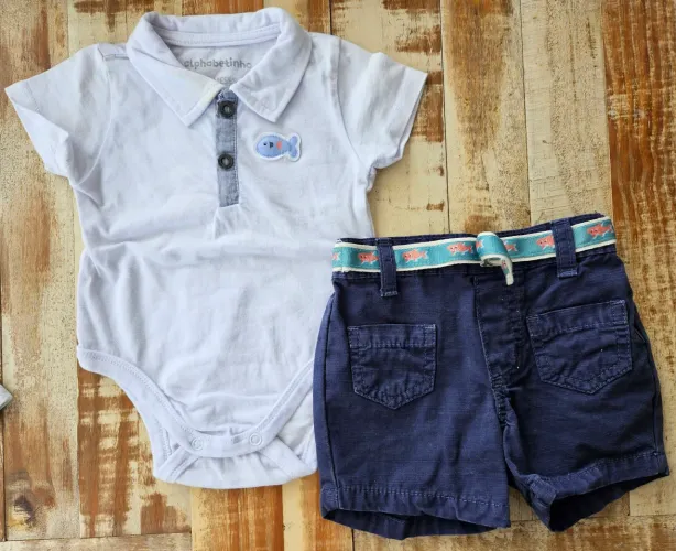 Conjunto Bebê Menino Alphabeto Tam 3-6 meses
